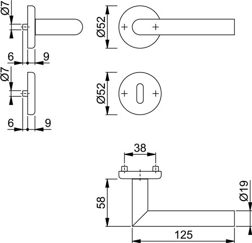 Rosettengarnitur Utrecht E1444Z/17KV/17KVS Edelstahl F69 rund OB DIN links / rechts D/D HOPPE – Ansicht 3