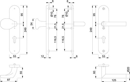 Schutzgarnitur Utrecht E86G/3331A/3440/1444Z Edelstahl F69 72 mm 42-47 mm HOPPE – Ansicht 3