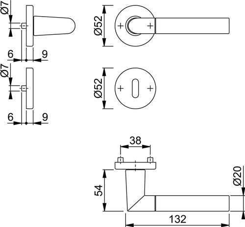 Rosettengarnitur Lecce 1405/42KV/42KVS Aluminium F49/F9-2 rund OB DIN links / rechts D/D HOPPE – Ansicht 3