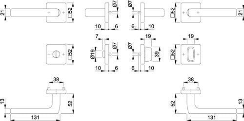 Rosettengarnitur Dallas E1643Z/52KV/52KVS Edelstahl F69 eckig SK/OL DIN links / rechts D/D HOPPE – Ansicht 3