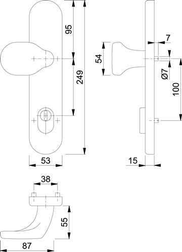 Knopflangschild E86G/3332ZA Edelstahl F69 92 mm für Kombischutz PZ 10 mm HOPPE – Ansicht 3