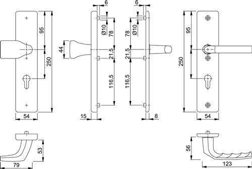 Schutzgarnitur Birmingham 78G/2222A/2440/1117 Aluminium F2 72 mm 37-42 mm HOPPE – Ansicht 3