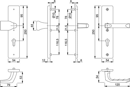 Schutzgarnitur London 78G/2221A/2440/113 Aluminium F2 92 mm 67-72 mm HOPPE – Ansicht 3