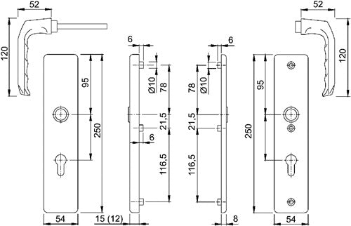 Schutzgarnitur London 113/2221A/2440 Aluminium F2 92 mm 67-72 mm HOPPE – Ansicht 3