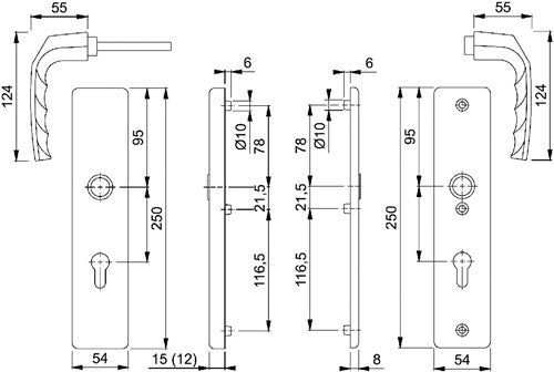 Schutzgarnitur Birmingham 1117/2221A/2440 Aluminium F4 92 mm 67-72 mm HOPPE – Ansicht 3