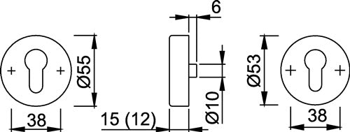 Schutzrosette E42NSA Edelstahl F69 rund ohne Zylinderabdeckung Stärke 12 mm HOPPE – Ansicht 3