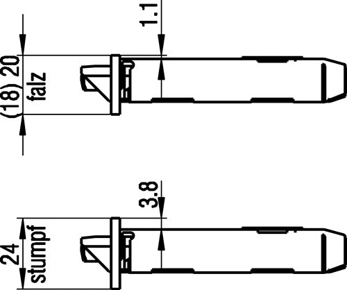 Zimmertür-Einsteckschloss 215 BB 18/ 55/72/8 mm DIN rechts silber abgerundet Klasse 1 Kunststoff BKS – Ansicht 4