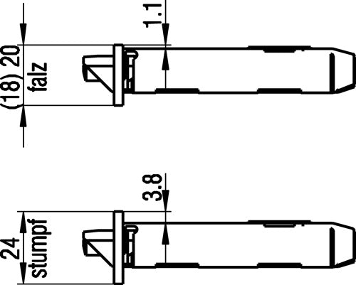 Zimmertür-Einsteckschloss 215 BAD 18/ 55/78/8 mm DIN rechts silber käntig Klasse 1 Kunststoff BKS – Ansicht 3