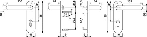 Feuerschutzgarnitur Paris FS-K138F/353K Kunststoff F9005 D/D für Türstärke 40-65 mm PZ abgerundet DIN links / – Ansicht 3
