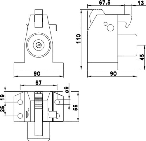 Türfeststeller 3871 0000 22 Leichtmetall silber lackiert Bodenmontage DENI – Ansicht 3