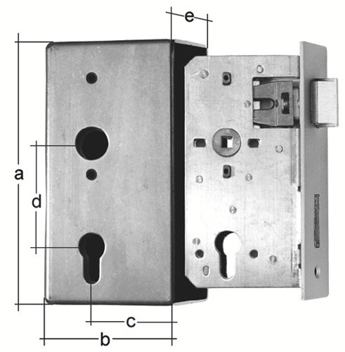 Schlosskasten DIN links / rechts Maß A185xB90xC55xE30 mm Dornmaß 55 mm GAH – Ansicht 3