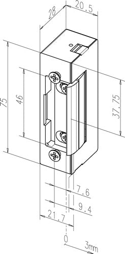 Elektrotüröffner 17 24 V DC 100%ED Standard DIN links / rechts mit FaFix ASSA ABLOY – Ansicht 3