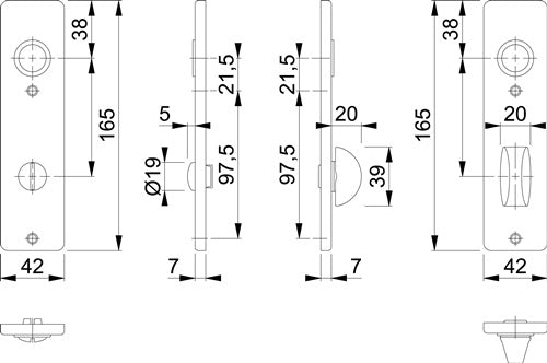 Kurzschildpaar 202KP Aluminium F1 SK/OL HOPPE – Ansicht 3