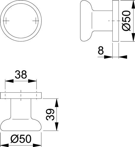 Türknopf 54/11 Aluminium F2 gerade HOPPE – Ansicht 3