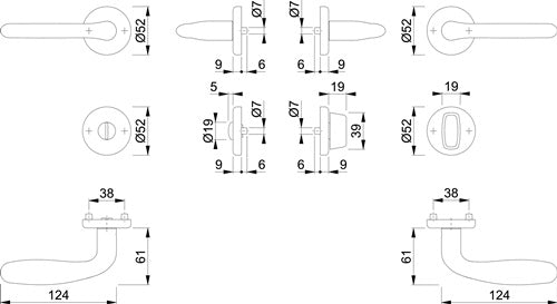 Rosettengarnitur Cardiff E1850Z/17KV/17KVS Edelstahl F69 rund SK/OL DIN links / rechts D/D HOPPE – Ansicht 3