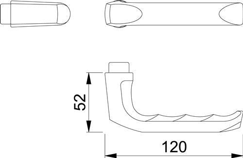 Türdrückerlochteil London 113 Aluminium F2 / neusilberfarbig Vierkant 8 mm DIN links / rechts HOPPE – Ansicht 3