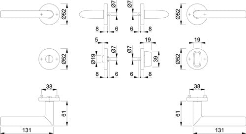 Rosettengarnitur Stockholm E1140Z/42KV/42KVS Edelstahl F69 rund SK/OL DIN links / rechts D/D HOPPE – Ansicht 3