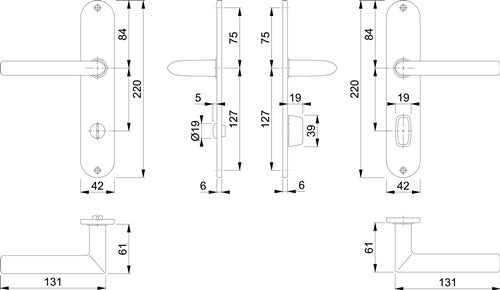 Langschildgarnitur Stockholm E1140Z/302 Edelstahl F69 SK/OL 78 mm DIN links / rechts HOPPE – Ansicht 3