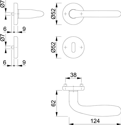 Rosettengarnitur Cardiff E1850Z/17KV/17KVS Edelstahl F69 rund OB DIN links / rechts D/D HOPPE – Ansicht 3