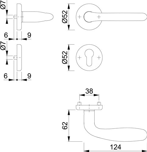 Rosettengarnitur Cardiff E1850Z/17KV/17KVS Edelstahl F69 rund PZ DIN links / rechts D/D HOPPE – Ansicht 3