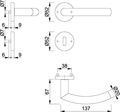 Rosettengarnitur Narvik E1430ZP/17KV/17KVS Edelstahl F69 rund OB DIN links / rechts D/D HOPPE – Ansicht 3