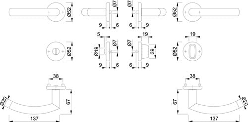 Rosettengarnitur Narvik E1430ZP/17KV/17KVS Edelstahl F69 rund SK/OL DIN links / rechts D/D HOPPE – Ansicht 3