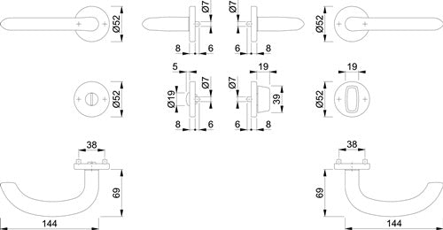 Rosettengarnitur Marseille E1138Z/42KV/42KVS Edelstahl F69 U-Form SK/OL DIN links / rechts D/D HOPPE – Ansicht 3
