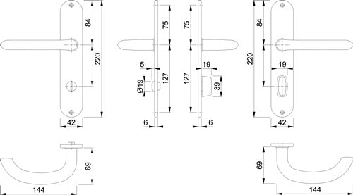 Langschildgarnitur Marseille E1138Z/302 Edelstahl F69 SK/OL 78 mm DIN links / rechts HOPPE – Ansicht 3