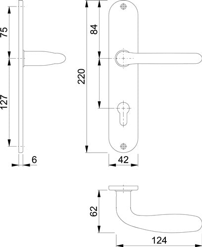 Langschildgarnitur Cardiff E1850Z/302 Edelstahl F69 PZ 72 mm DIN links / rechts HOPPE – Ansicht 3
