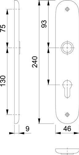 Langschildpaar 273P F1 / naturfarbig F1 PZ 72 mm HOPPE – Ansicht 3