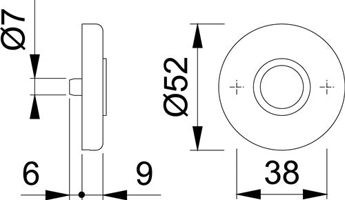 Drückerrosetten-Paar 42KV Aluminium F2 Schildstärke 9 mm rund rund HOPPE – Ansicht 3