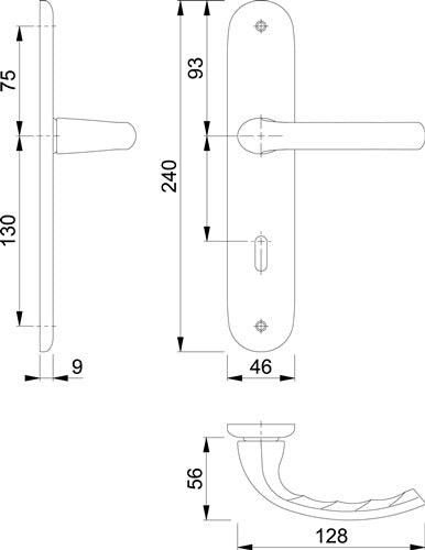 Langschildgarnitur Tôkyô 1710/273P Aluminium F2 SK/OL 78 mm DIN links / rechts HOPPE – Ansicht 3