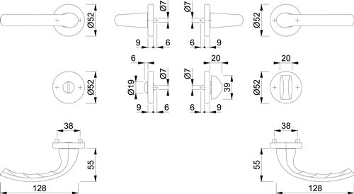 Rosettengarnitur Tôkyô 1710 / 42KV / 42KVS Aluminium F1 rund SK/OL DIN links / rechts D/D HOPPE – Ansicht 3