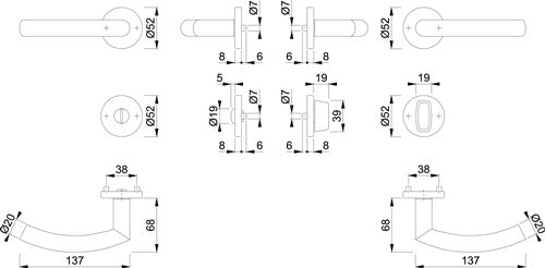 Rosettengarnitur Trondheim E1430Z/42KV/42KVS Edelstahl F69 rund SK/OL DIN links / rechts D/D HOPPE – Ansicht 3