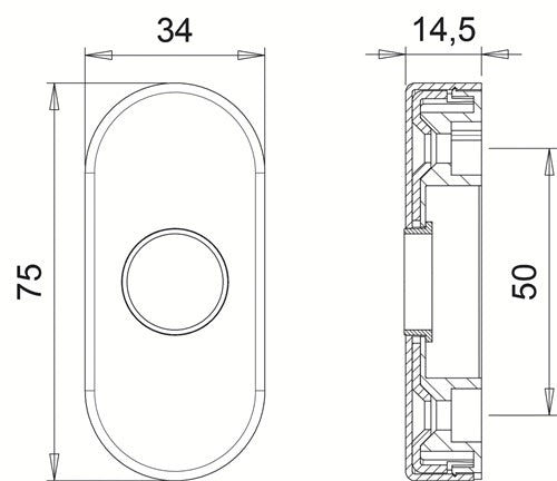 Drückerrosette 2033/0000 Aluminium F1 Schildstärke 145 mm rund oval EDI – Ansicht 3