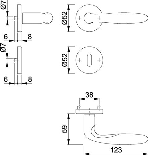 Rosettengarnitur Verona E1800Z/42KV/42KVS Edelstahl F69 rund OB DIN links/rechts D/D HOPPE – Ansicht 3
