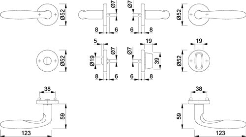 Rosettengarnitur Verona E1800Z/42KV/42KVS Edelstahl F69 rund SK/OL DIN links/rechts D/D HOPPE – Ansicht 3