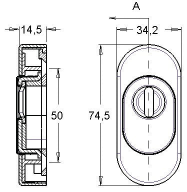Schlüsselrosette 0815/0000 Edelstahl EST Schildstärke 145 mm PZ oval EDI – Ansicht 4