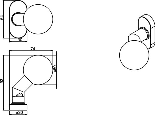 Profiltürknopf Material Edelstahl 304 fest INTERSTEEL – Ansicht 3