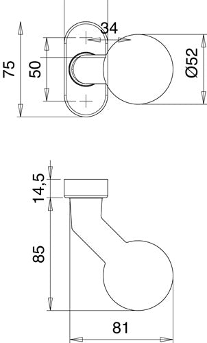 Profiltür-Knopf 2033/4010 Material Edelstahl EST fest/drehbar EDI – Ansicht 3