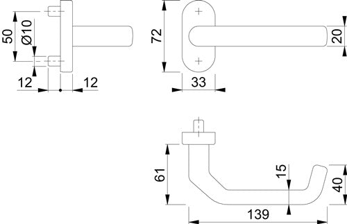 Feuerschutz-Rosettengarnitur Edelstahl Vierkant 9 mm HOPPE – Ansicht 3