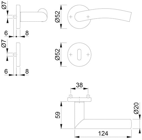 Rosettengarnitur Antwerpen E1402Z/42KV/42KVS Edelstahl F69 rund OB DIN links / rechts D/D HOPPE – Ansicht 3