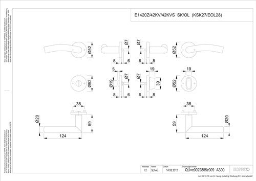 Rosettengarnitur Antwerpen E1402Z/42KV/42KVS Edelstahl F69 rund SK/OL DIN links / rechts D/D HOPPE – Ansicht 3