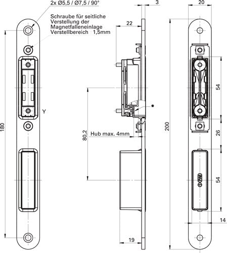 Zimmertür-Einsteckschloss MG 50 SET BB 24/ 55/72/8 mm DIN links/rechts Edelstahl abgerundet SSF – Ansicht 4