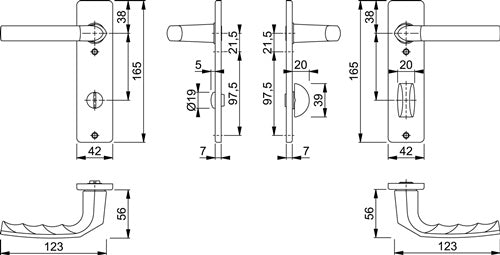 Kurzschildgarnitur Birmingham 1117/202KP/AP Aluminium F1 SK/OL eckig Drückergarnitur HOPPE – Ansicht 3