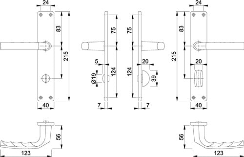 Langschildgarnitur Birmingham 1117/202SP Aluminium F1 SK/OL 78 mm DIN links / rechts HOPPE – Ansicht 3