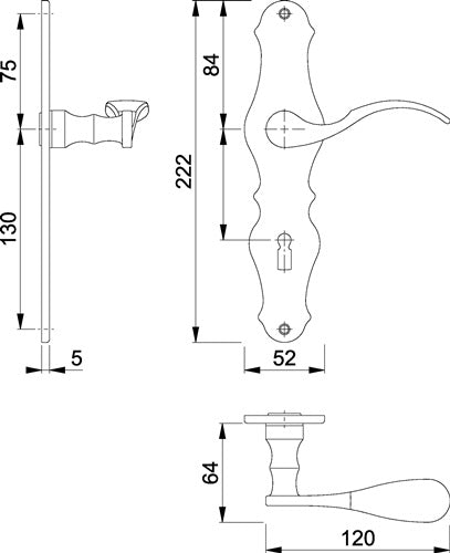 Langschildgarnitur weißar M112SLN/2007 Messing F71 BB 72 mm DIN links / rechts HOPPE – Ansicht 3