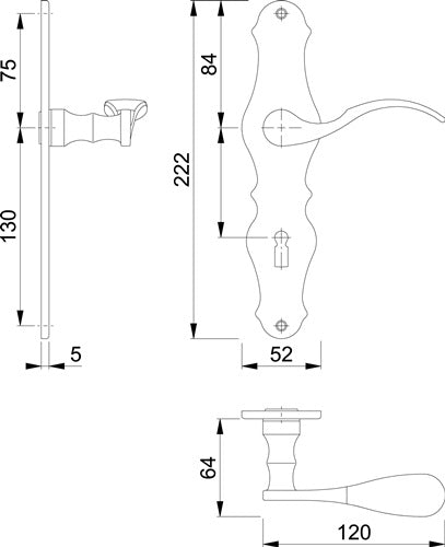 Langschildgarnitur weißar M112SLN/2007 Messing F73 BB 72 mm DIN links / rechts HOPPE – Ansicht 3