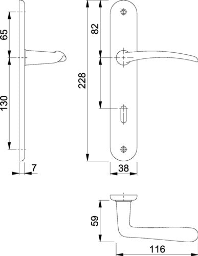 Langschildgarnitur Istanbul M171/332P Messing F41 OB 72 mm DIN links / rechts HOPPE – Ansicht 3