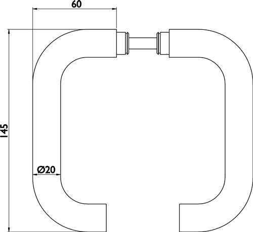 Glastürdrückerpaar 1801 BASIC 01 Edelstahl U-Form Vierkant 8 mm HERMAT – Ansicht 3